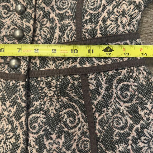 Free People Jacket Coat Sz 2 Gray Pink Jacquard Tapestry Paisley damask Piping - Picture 8 of 11